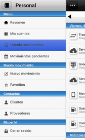 Imagen del menu de la app de contabilidad Contamoney